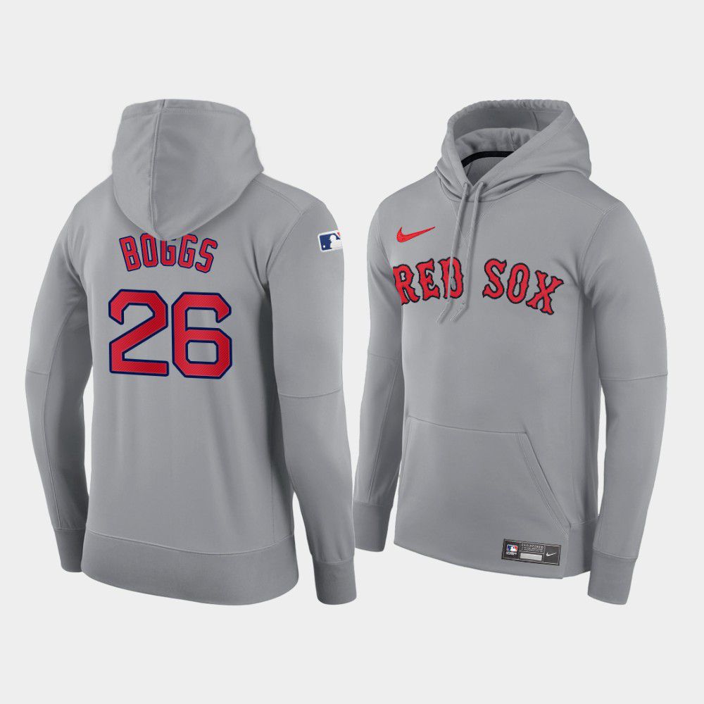 Men Boston Red Sox #26 Boggs gray road hoodie 2021 MLB Nike Jerseys->boston red sox->MLB Jersey
